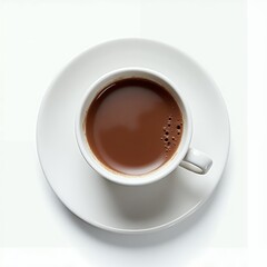 Obraz premium Rich Hot Chocolate in White Cup Isolated on White Background