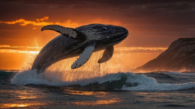 Breaching Whale Silhouette at Sunset Marine Festival 
