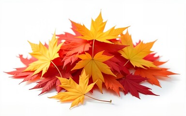 Pile of autumn colored leaves isolated on transparent background. Colorful foliage of maple leaves in the fall season. 3D. High quality