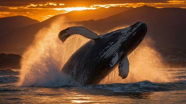 Breaching Whale Silhouette at Sunset Marine Festival 