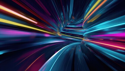 Abstract tunnel, vibrant colors, speed blur