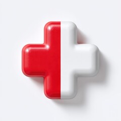 Obraz premium 3D medical cross, red and white halves