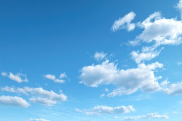 A vast expanse of vibrant cerulean sky, dotted with fluffy white cumulus clouds