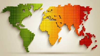 Colorful world map created from structured squares representing various economic risks in a comprehensive heatmap format