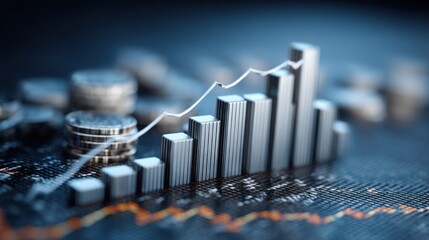 Graph chart displaying real-time data flow indicators for monitoring business performance and financial metrics