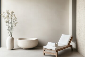 Fototapeta premium Harmony in clean minimalism modern wellness space serene environment