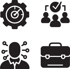 Vector Icons: Teamwork, Productivity,project Strategy, and Business Success Symbols.