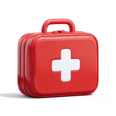 Red first-aid kit, rectangular, with white cross