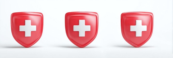 Three red shields with a white cross