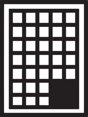 Vector window Grid Sign: Abstract Black and White Icon Symbol, Minimalist Design, Geometric Pattern