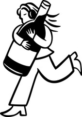 Handdrawn Girl Going Party Vector Illustration