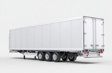 Rear view of a modern white semi-trailer