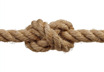 A close-up of a simple overhand knot in a thick rope