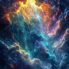 Celestial Cascade X A torrential outpour of radiant cosmic energy that floods a surreal realm epic and brilliant