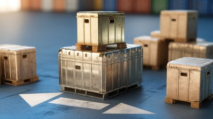 A bunch of boxes on a table representing the concept of gold import signal icon tracking key financial metrics