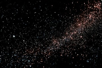 Cosmic dust swirling in a dark nebula.  Many tiny stars scattered across space