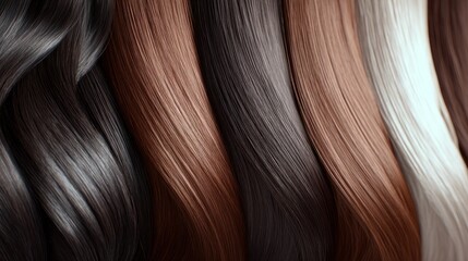 Fototapeta premium Close-up of varying hair colors, flowing texture, and subtle highlights