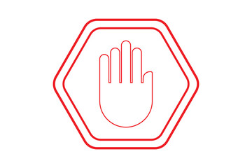 stop sign icon with hand, vector illustration.