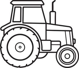 tractor line art, coloring book page line art drawing, vector and illustration