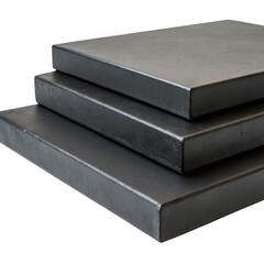 Stacked metal plates isolated on transparent background