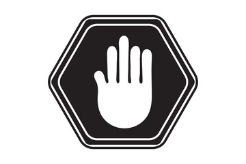 stop sign icon with hand, vector illustration.