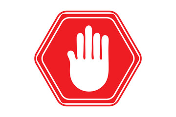 stop sign icon with hand, vector illustration.