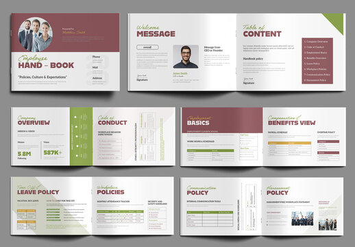 Editable Human Resources Handbook for Corporate Workplace Guidelines