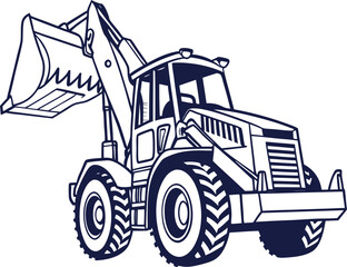 Fototapeta premium simple large construction vehicle silhouette simplified side view vector set on transparent background 