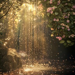 Dreamfall Reverie Soft cascading droplets of light that seem to fall in slow motion meditative and surreal