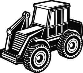 simple large construction vehicle silhouette simplified side view vector set on transparent background
