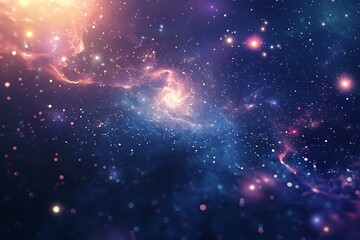 Mysterious cosmic backdrop with glittering light shards and reflective lens flares over a deep, velvety night sky