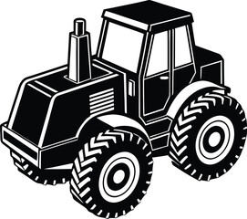 simple large construction vehicle silhouette simplified side view vector set on transparent background
