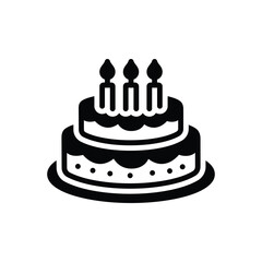Black solid icon for cake