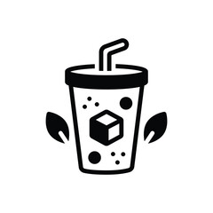 Black solid icon for cold tea