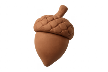 Clay acorn representing autumn and nature on transparent background