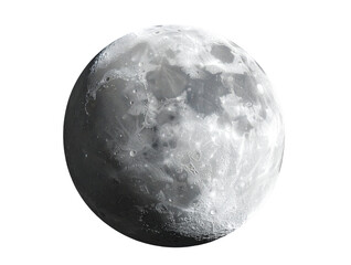 Naklejka premium Full Moon with Crisp Craters and Soft Glow, Centered Front View Transparent PNG 