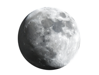  Full Moon with Crisp Craters and Soft Glow, Centered Front View Transparent PNG  
