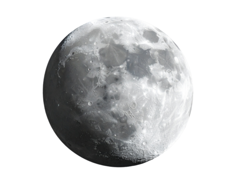  Full Moon with Crisp Craters and Soft Glow, Centered Front View Transparent PNG  