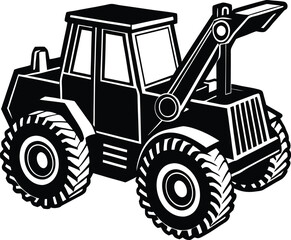 simple large construction vehicle silhouette simplified side view vector set on transparent background
