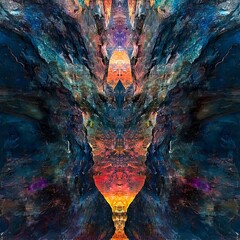 Dreaming Obsidian A surreal obsidian landscape reflecting a kaleidoscope of dreamlike colors dark and mesmerizing