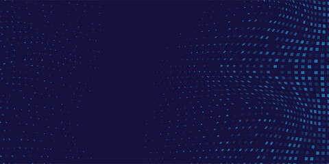 Vector rectangle blue wavy halftone background. Dot pop art sport style simple abstract design art