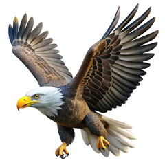 Obraz premium 3d majestic bald eagle in flight isolated on transparent background