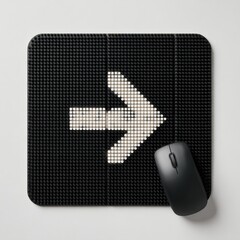 Black mousepad with a light beige arrow