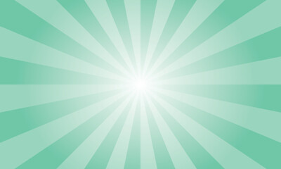 Aquamarine Green Sunburst Background. Abstract Rays Texture Background. Sunburst Background with Green Rays. Vector Illustration.