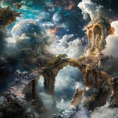 Dreamscape Nexus II A nexus where multiple surreal dream worlds converge into one vision complex and visionary