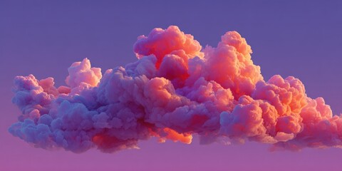Vast, vibrant cloud formation against a gradient sunset sky.  Soft,  pink and purple hues