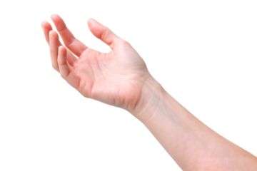 An open hand reaching out, symbolizing invitation and connection.