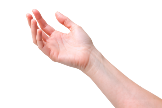 An open hand reaching out, symbolizing invitation and connection.
