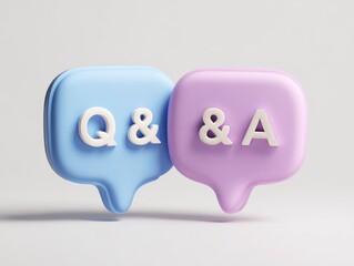 Light-blue and light-purple Q&A chat bubbles
