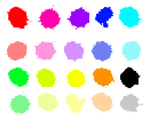 ドット風 飛沫　インク・ペンキ　カラフルセット